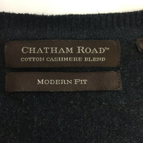 Chatham Road Argyle Sweater Mens L Gray V Neck Cotton Cashmere Blend Modern Fit - Picture 11 of 12
